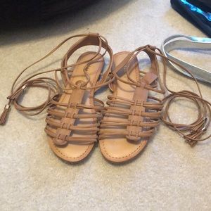 Madden girl lace up tan sandals size 7.5